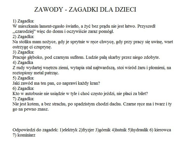 Kolorowanka Zagadki - zawody do wydruku