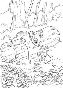 Bambi i zajączek- kolorowanka