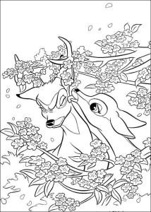 Faline i Bambi w kwiatach- pokoloruj