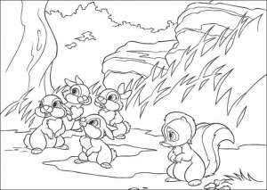 Przyjaciele Jelonka Bambi w lesie- kolorowanka